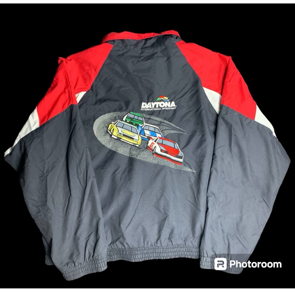 Daytona Speedway Jacket Racing Retro Zip Embroidered Black Red White Men’s XL